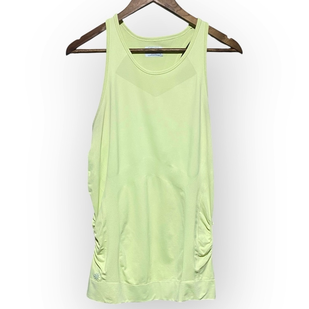 Athleta Finish Fast Tank Top Yellow Green Women’s Size Large Activewear Ruched